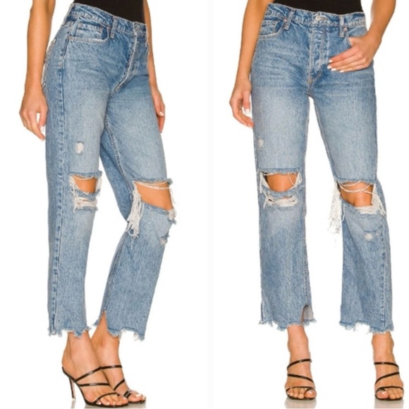 We The Free Denim - We The Free Light Blue Distressed Boyfriend Jeans